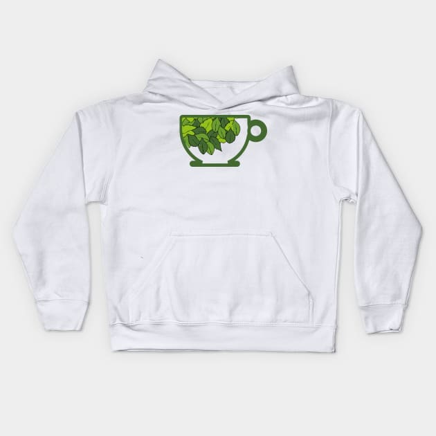 cup of organic herbal leaf tea for healthy life Kids Hoodie by asepsarifudin09